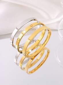 Camhanno 3 Pieces Of Design Light Luxury Stainless Steel Glossy Love Bracelet To Match And Give To Friends, Family And Mother - Multicolor - View 3