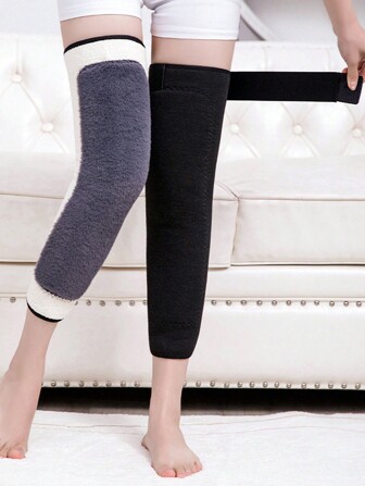 1pc Long Thickened Warm Knee Pad, Winter Thick Fleece Knee Brace Wrap, Joint Cold Protection Knee & Leg Sleeve