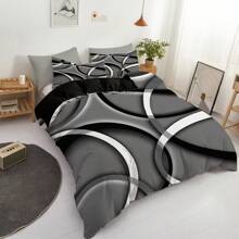 3pcs Modern Abstract Geometric Lines Duvet Cover,Black, White And Grey Swirls Print Bedding Set,Soft Comfortable Breathable Duvet Cover, For Bedroom Guest Room Decor (1*Duvet Cover + 2*Pillowcase, Without Core)