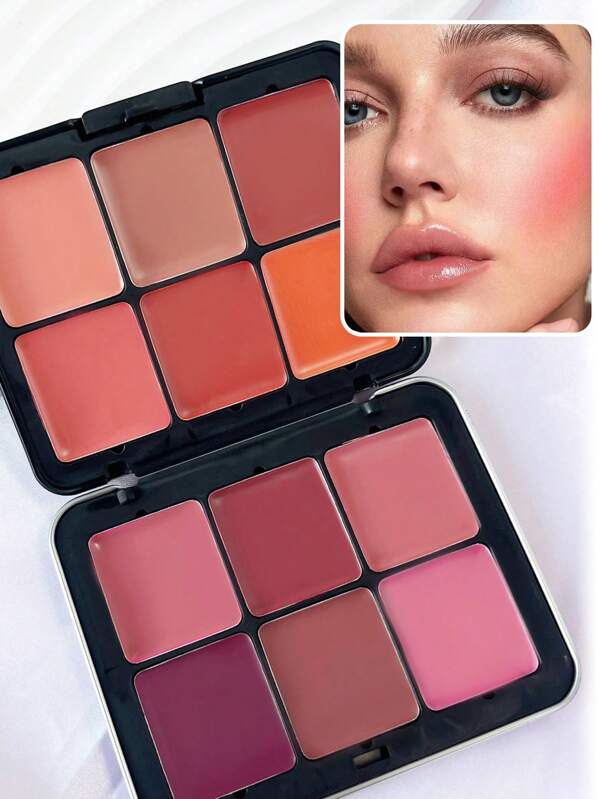 12-Color Creamy Blush Palette Pink To Natural Tone Blusher Rich Color High Pigment Moisturizing Non-Drying Easy To Wear Facial Rouge Professional Contouring Makeup Cosmetics