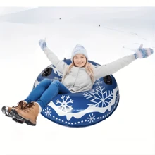 Aufblasbarer Schlitten für Erwachsene, mit Griffen, schwerer PVC-Schlitten für den Familien-Wintersport Outdoor, Handwäsche, geeignet für Weihnachten, Thanksgiving, Neujahr und für den allgemeinen Gebrauch - Paar-Design