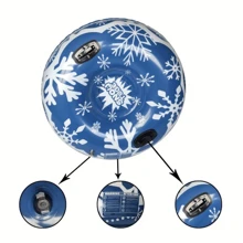 Aufblasbarer Schlitten für Erwachsene, mit Griffen, schwerer PVC-Schlitten für den Familien-Wintersport Outdoor, Handwäsche, geeignet für Weihnachten, Thanksgiving, Neujahr und für den allgemeinen Gebrauch - Paar-Design