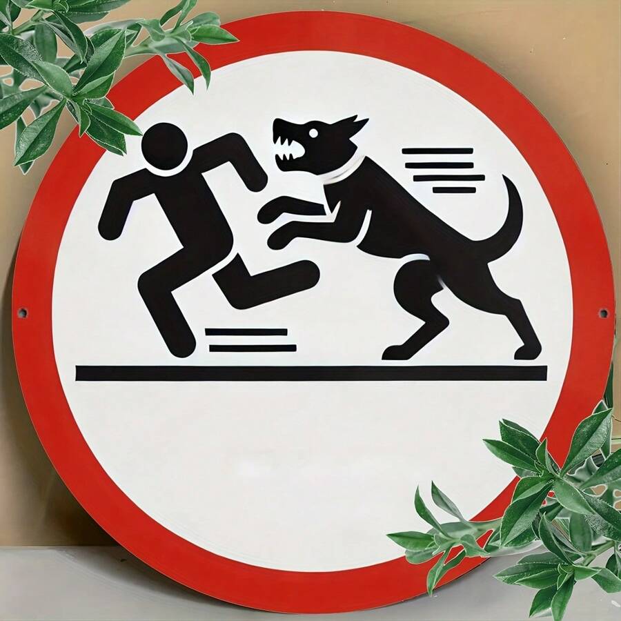 1个耐用金属防狗袭击警示牌,8x8英寸,防水防褪色,适用于家居、办公室、卧室、厨房、餐厅和酒吧装饰 - 易于悬挂,持久耐用的箔片雕刻设计,孔型随机。 - 彩色 - 查看 1
