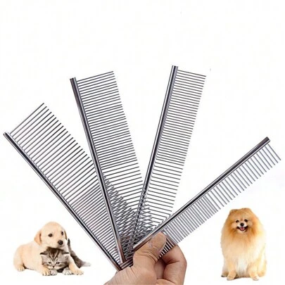 狗毛去除梳子不锈钢宠物美容梳子轻柔去除松散打结的毛发狗猫清洁美容梳