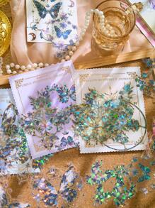 1 paquete de pegatinas holográficas con diseño de mariposa, estilo europeo y americano soñador con patrón de conchas, decoración láser DIY, pegatinas impermeables para portátil, computadora, botella de agua