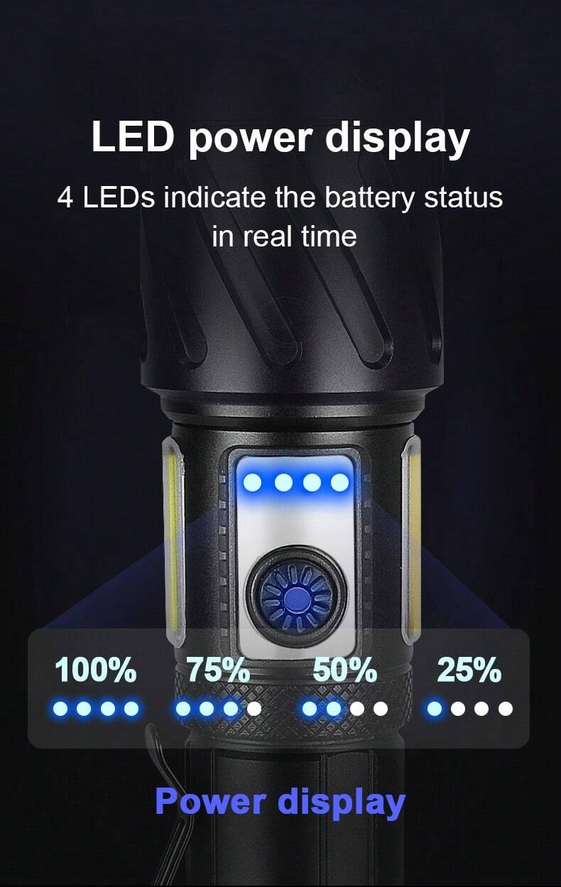 Torcia LED EUROXANTY Ricaricabile 4 Colori – Ad Alta Potenza, Tattica, Impermeabile - 5