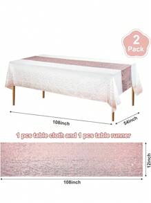 2pcs/Pack Tablecloth And Sequin Table Runner Set Polka Dots Confetti Table Cover Dining Plastic Table Cloths Glitter Decorations For Birthday Wedding Anniversary Party Supplies - Multicolor - View 14
