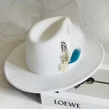 Cowboy Hat For Women And Men With Shapeable Wide Brim - Felt Cattleman Western Hats For Cowboys And Cowgirls 2024 - White - View 7