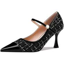 Pasuot Must For Formal And Office Occasions - Sophisticated Black Kitten Pumps With Mary Jane Style.
