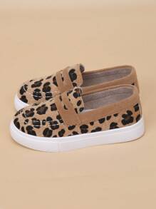 Zapatos mocasín casuales y cómodos para niños, con suela blanda y transpirable, estampado de leopardo, para otoño/primavera - Marrón - Ver 4