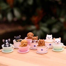 1pc Random Mini Desktop Cat Cup Puppy Ornament - Multicolor - View 3