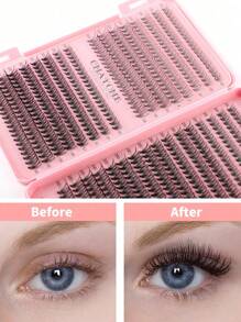 640片D型卷翘单根假睫毛，10-16mm混合长度，高浓密10D/20D混合分段假睫毛册，D型卷翘浓密纤长睫毛，适合日常佩戴，易于使用，睫毛簇，单根假睫毛，假睫毛 - D - 查看 6