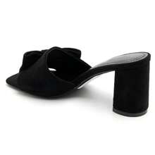 Summer Fashionable Elegant Minimalist Bow Decor High Heel Sandals - Black - View 3