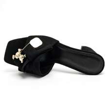 Summer Fashionable Elegant Minimalist Bow Decor High Heel Sandals - Black - View 4