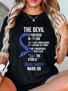 The Devil- Colon Cancer Awareness Support Ribbon T-Shirt Cotton Shirt
