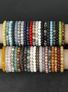 1pc Men's Beaded Bracelet 8mm Rhodonite Agate Healing Crystal Gem Bracelet Mala Yoga Meditation Jewelry Gifts For Women Men-Calm,Confidence,Protection,Success