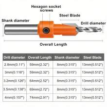 10pcs/Set Woodworking Countersunk Drill, Taper Drill, Alloy Head Screw Ladder Drill, Wood Self Tapping Screw Installation Ladder Drill, Suitable For Woodworking Drilling Holes - 10 cái - Xem 3