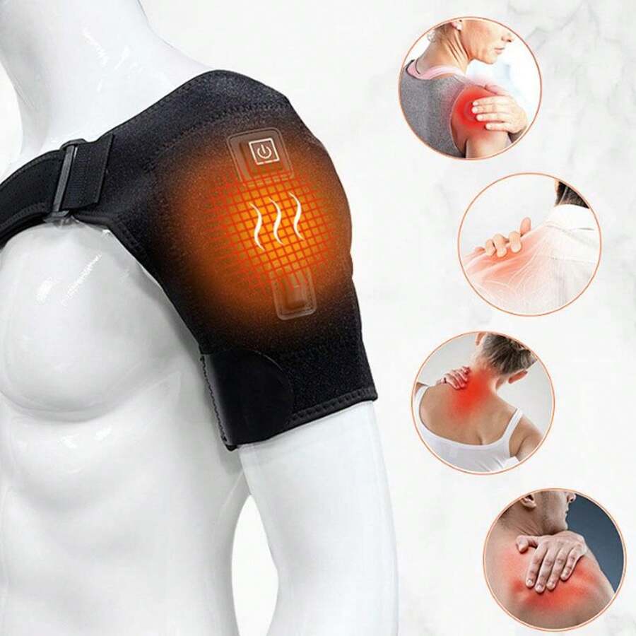 Electric Heated Shoulder Br Ace Heating Pad Therapy Heat Wrap Pa In Rel Ief - Black - View 1