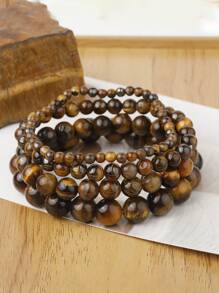 Pulseira De Pedra Natural Olho De Tigre De 4 6 8 10 Mm, Pulseira De Contas De Olho De Tigre Para Homens Mulheres, Pulseira De Cura De Ioga, Jóias