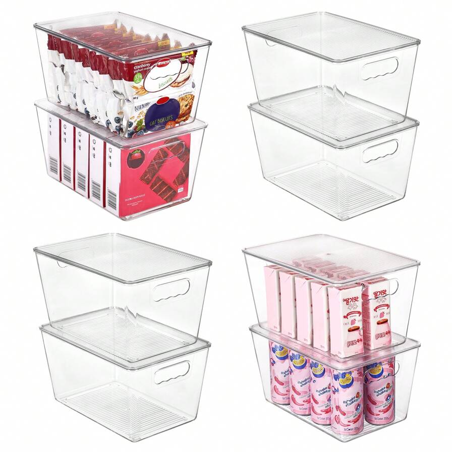 Vtopmart 8 Pack Clear Stackable Storage Bins With Lids, Large Plastic Containers With Handle For Pantry Organization And Storage,Perfect For Kitchen, Fridge, Cabinet, Bathroom Organizer - Trong sáng - Xem 1