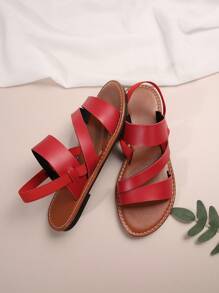 European & American Style Summer Fashion Casual Comfort Women Flat Sandals, Round Toe Low Heel Beach Shoes