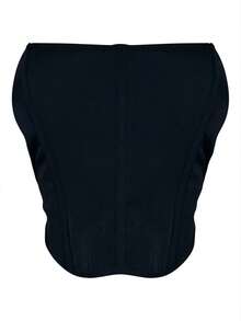 New Sexy Fashion Women Strapless Top And Slit Hem Skirt 2 Pieces Set