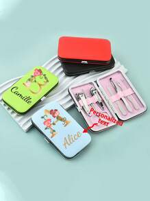 1pcCustom Name Text Elements Nail Clipper Set Portable Candy Color 7-Piece Home Nail Tools Nail Clipper Eyebrow Clipper Full Set