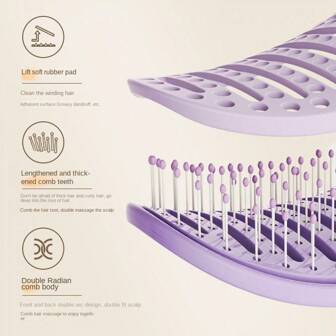 1 pieza Cepillo de pelo para mujer autolimpiable y antienredo, para uso en seco/húmedo, portátil, de material ABS, color macarrón, accesorio de peluquería, peine, herramienta para el cabello, producto y accesorio para el cabello, esencial de viaje para salón de belleza