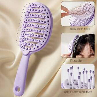 1 Stück Selbstreinigende Anti-Verwicklungs-Massage-Haarbürste für Damen, zur Verwendung nass/trocken, tragbar, aus ABS-Material, Macaron-Farbhaar Styling, Haarbürste, Kamm, Haarpflege-Utensilien, Reiseaccessoires für Frisörsalons