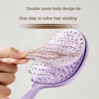 1pc Women's Self-Cleaning Anti-Tangle Massage Hair Brush, Dry/Wet Use, Portable, ABS Material, Macaron Color Hair Styling, Hair Brush, Comb, Hair Tools, Hair Products And Accessories For Barber Salon Beauty Travel Essentials