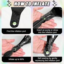 Globo en forma de estrella negro, globos negros cuadrilaterales de 10 pulgadas y 24 pulgadas, globo de papel de aluminio dorado, globo de mylar negro, globo de papel de aluminio en forma de estrella para decoraciones de Año Nuevo, cumpleaños, boda y San Valentín - Negro - Ver 7