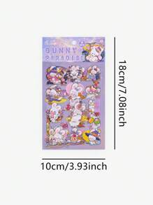24 件 - 咕噜朋友系列，卡通可爱宠物剪膜笔记本贴纸，熊，兔子，蝴蝶结，甜点等元素，6 种不同款式/1 套，适用于 DIY 垃圾日记、书籍、笔记本、办公美术用品、手机和电脑自粘防水贴纸包 - 彩色 - 查看 2
