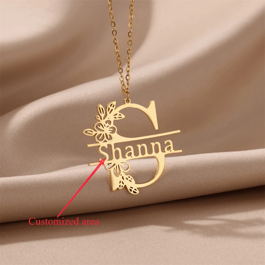 1 Custom Name Necklace With Capital Initials Pendant,