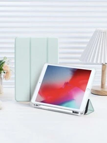 1pc Light Green Solid Pattern Tablet Case, Compatible With IPad 10.2 Inch, IPad Pro 11 2021/2020/10th Gen, IPad Mini 4/5/6, Galaxy Tab A8 10.5 Inch 2022, Matepad 10.4/Tab, With Pencil Slot, Anti-Drop, Tablet Stand Cover - Multicolor - View 4