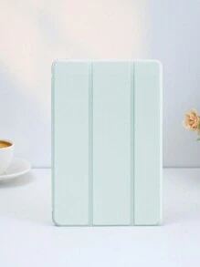1pc Light Green Solid Pattern Tablet Case, Compatible With IPad 10.2 Inch, IPad Pro 11 2021/2020/10th Gen, IPad Mini 4/5/6, Galaxy Tab A8 10.5 Inch 2022, Matepad 10.4/Tab, With Pencil Slot, Anti-Drop, Tablet Stand Cover - Multicolor - View 3