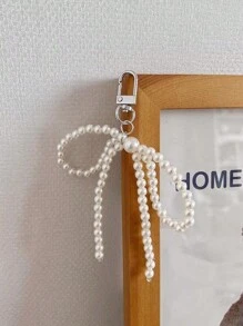 Modischer & süßer Kunstperlen Schleife Schlüsselanhänger Handyhänger, geeignet für tägliches Tragen, Geburtstags Geschenk, DIY Taschen Anhänger, Liebenswertes Accessoire Geschenk, Vintage Anhänger für Frauen und Mädchen Schleifen