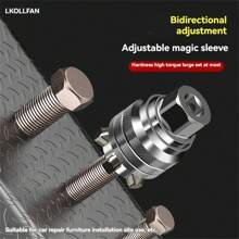 Herramienta de enchufe ajustable WOLLFAN - Tuerca hexagonal versátil, metal con acabado pintado - Plateado - Ver 7
