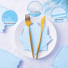 20pcs/Pack 6.3"X6.3" Yellow, Light Pink, Blue Folding Fan Shape Paper Napkins, Disposable Drink/Lunch Cocktail Napkins, Suitable For Daily Use, Luncheon, Dinner, Party, Wedding, Birthday, Events