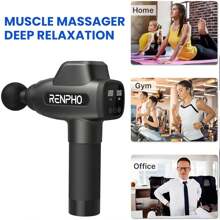 RENPHO Body Massager Muscle Massage Gun For Pain Relief Deep Tissue With 6 Massage Heads, Black - Black - View 4