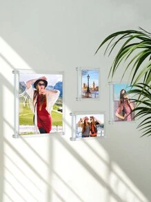 1 Set Acrylic Transparent 3D Photo Frame, Creative Personalized Advertising Display Stand For Certificates And Photos, Multiple Sizes Can Be Combinable