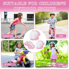 Set de equipo de protección infantil, rodilleras, rodilleras infantiles, protectores infantiles, con muñequeras y coderas, 6 en 1 para monopatines, patines en línea, hoverboards, bicicletas (rosa blanco)