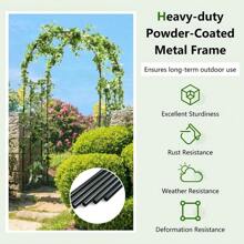 Garden Arch Arbor Trellis 7.2 Ft Metal Archway Patio Pergola For Climbing Plants - Black - View 8