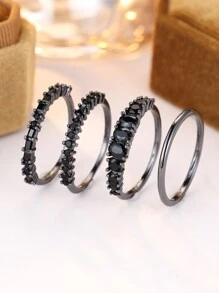 Tsnamer 4件套黄金叠戴戒指套装 - 简约拇指戒指、订婚戒指、女士珠宝礼物 - 戒指 - 查看 29