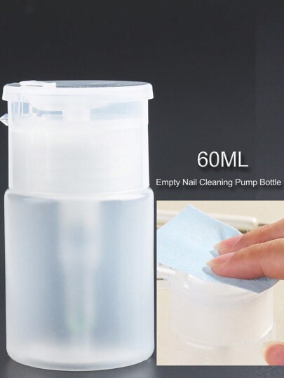 60ml White Empty Pump Dispenser Bottle For Nail Art Polish Remover, Polish Cleanser, Facial Toner And Makeup Remover Manicure Tool Travel