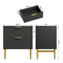 Glavbiku Modern Wood 2 Drawers Nightstand,Vintage Bedside Table For Bedroom,Black,Adult,23.5" H - màu đen - Xem 8