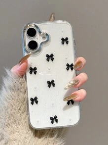 透明蝴蝶仿珍珠装饰手机壳适用于 15、 16 Pro Max，豪华手机壳适用于 13、14、12 Pro Max、11，防震硅胶套防水防摔防刮 - 粉色 - 查看 9