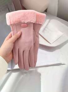 1pc Autumn And Winter Thicken Warm Gloves, Can Touch Screen Gloves, Thicken Warm Wind Cold, Students Adult Simple Lovely, Cycling Windproof - Multicolor - View 1