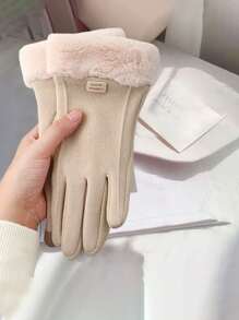 1pc Autumn And Winter Thicken Warm Gloves, Can Touch Screen Gloves, Thicken Warm Wind Cold, Students Adult Simple Lovely, Cycling Windproof - Multicolor - View 2