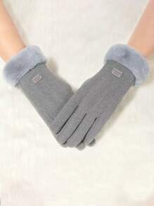 1pc Autumn And Winter Thicken Warm Gloves, Can Touch Screen Gloves, Thicken Warm Wind Cold, Students Adult Simple Lovely, Cycling Windproof - Multicolor - View 3