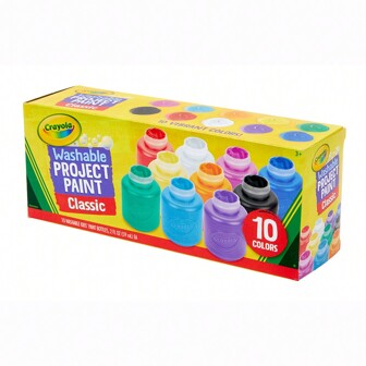 Crayola 10 Count Washable Kids Paint, Kids At Home Activities, Assorted, 2oz Painting Supplies, Kids Arts & Crafts, Perfect For Christmas & Holiday Gifts